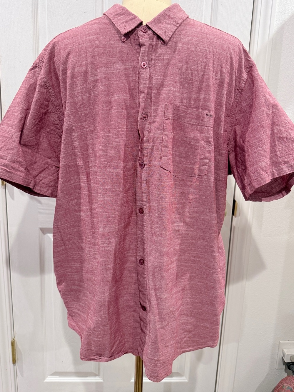 Hurley Men’s Short-Sleeve Button-Down Shirt - Dusty Rose - XXL